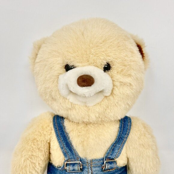 Vintage 1987 Fairview Teddy Bears Denim Overalls Tan Stuffed Animal 14" Tall - Picture 4 of 6